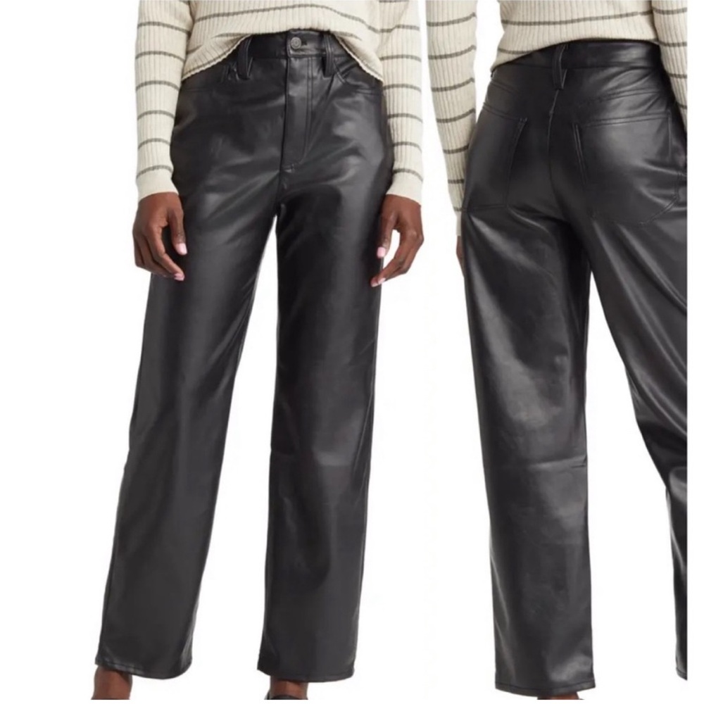 Madewell Black Faux Leather Straight Leg Pants Size 28